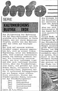 Artikel Dr. h.c. Gerhard Hoch 1975 Beginn der Recherchen zum KZ-Außenkommando Kaltenkirchen  Foto: eigener Bestand